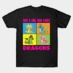 Dragon Lover, Just a Girl who loves Dragons, Cute Baby Dragon, Dragon shirt for Girls or Kids, Dragon Gift T-Shirt